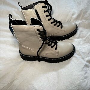 White Combat Boots